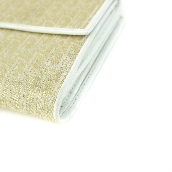 Auth DIOR "Oblique": Metallic Gold & White Leather Logo Medium Wallet (m… - Picture 5 of 10